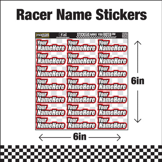 Custom RC Racer Name stickers and decals.